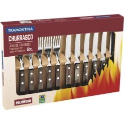 Tramontina Grill/bbq Sæt - 12 Dele, Mørkebrune Træhåndtag